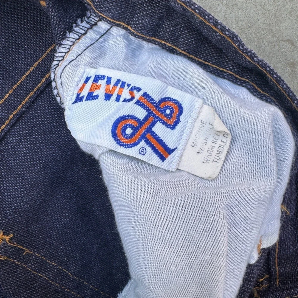 Vintage 70s Levis 517 Orange Tab Bell Bottom Flared Jeans Dark‎ Wash NO WASH